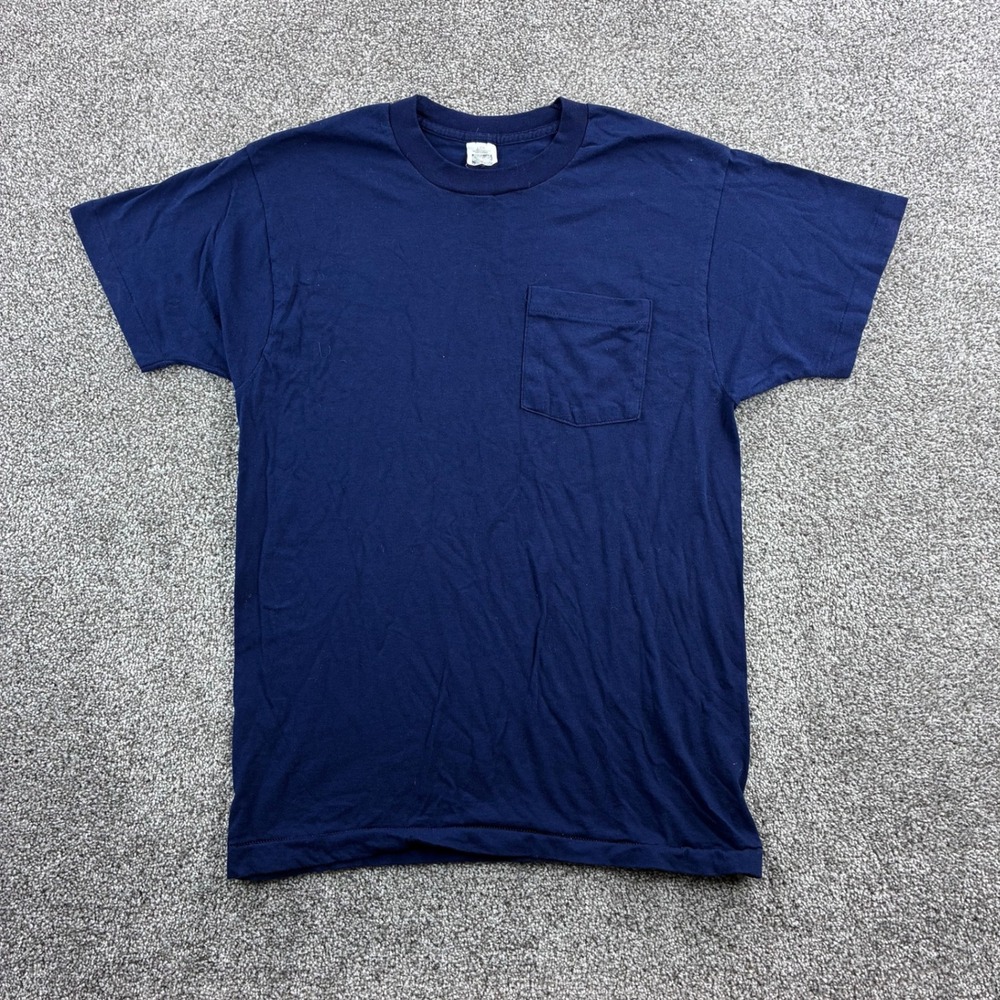 Vintage Navy Blue Pocket Shirt Mens XL Selvedge Pocket Fruit of The Loom